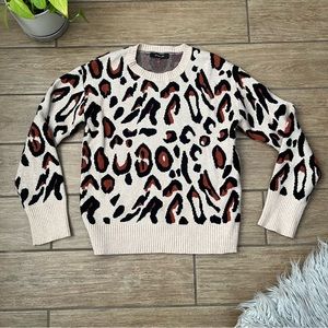 Sugar + Lips Leopard Print Sweater Size Large